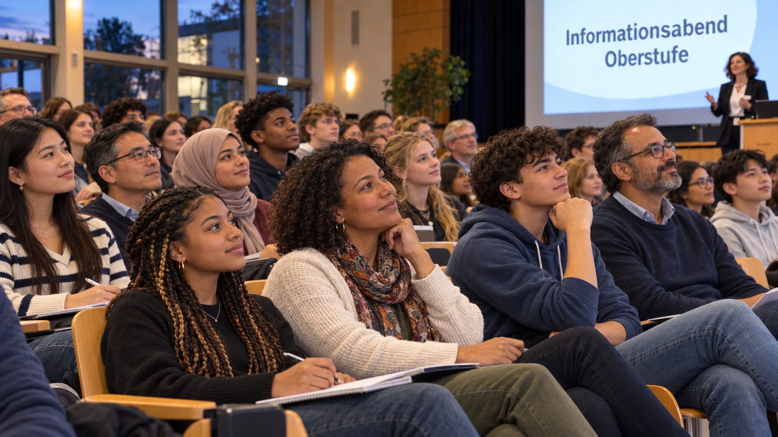 Eltern und Jugendliche beim Informationsabend Oberstufe